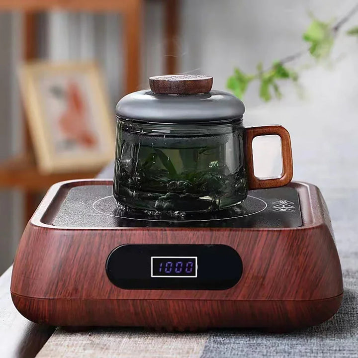 Wooden Handle Glass Teacup