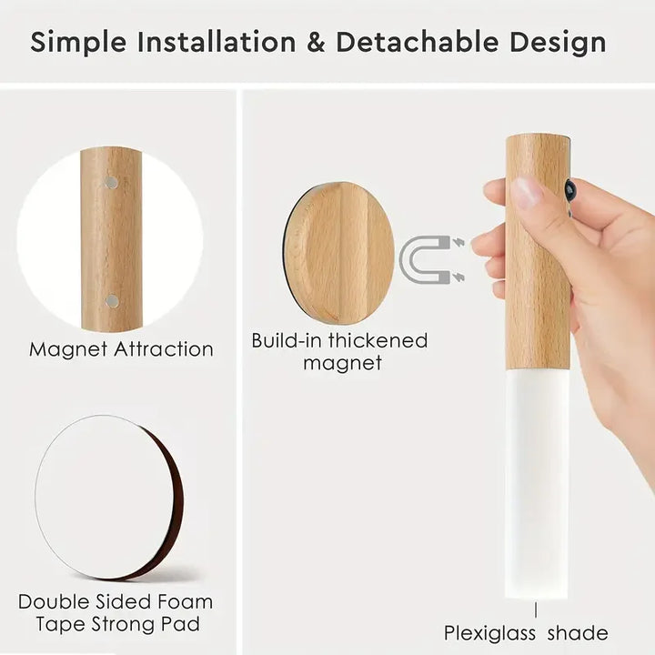 Smart Motion Sensor Night Light LED Rechargeable Magnetic Wall Lamp Portable for Hallway Bedroom Stairs Bathroom Cabinets Decor