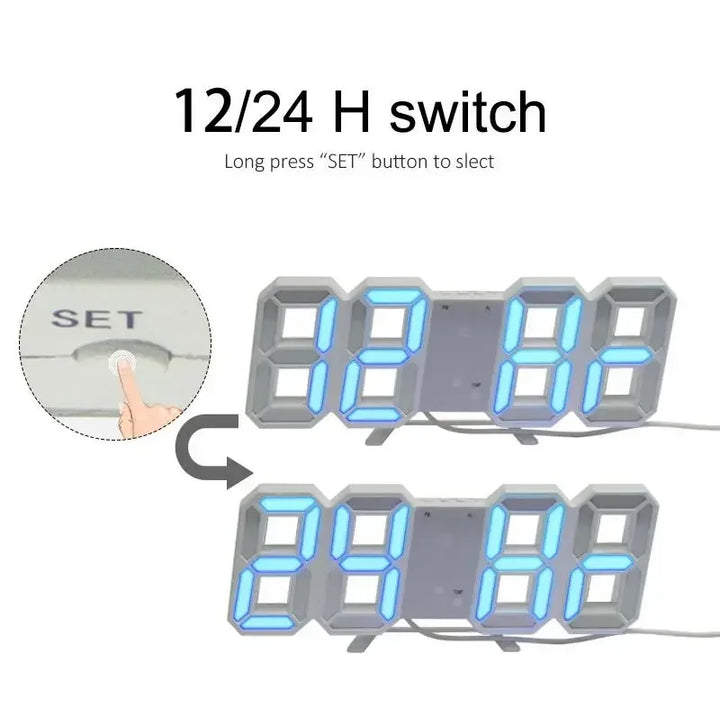 3D LED Digital Clock Wall Decoration