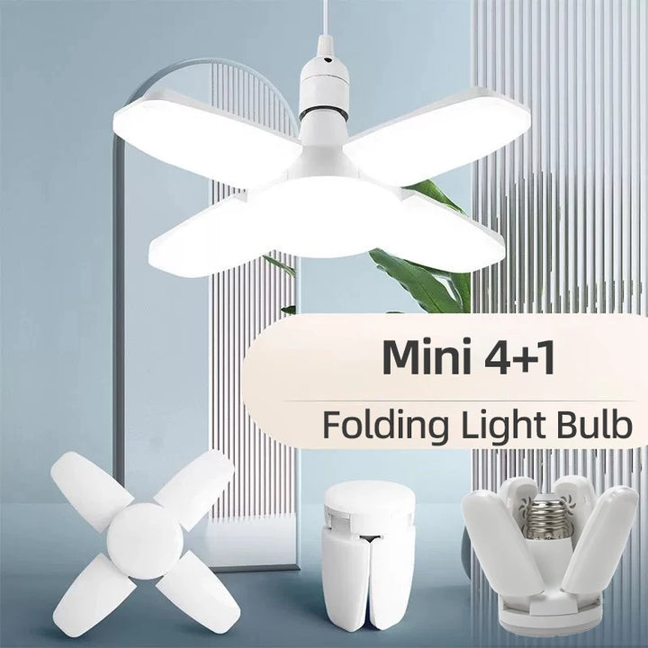 E27 Fan Shape Foldable 28W LED Bulb AC220V/110V Deformation for Home Ceiling Lights Warehouse and Garage White Leaf Light 6500K