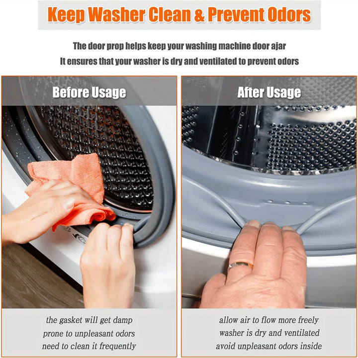 Magnetic Washer Door Prop-Stabilizer for Front Load Machines-Easy-Install, Flex Design-Fits Most Washers & RV Laundry Doors