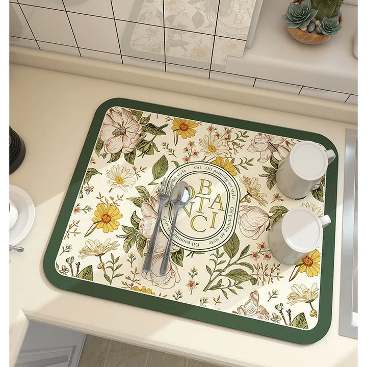 Super Absorbent Large Kitchen Absorbent Mat Antiskid Draining Coffee Dish Drying Mat Quick Dry Bathroom Drain Pad Tableware Mat