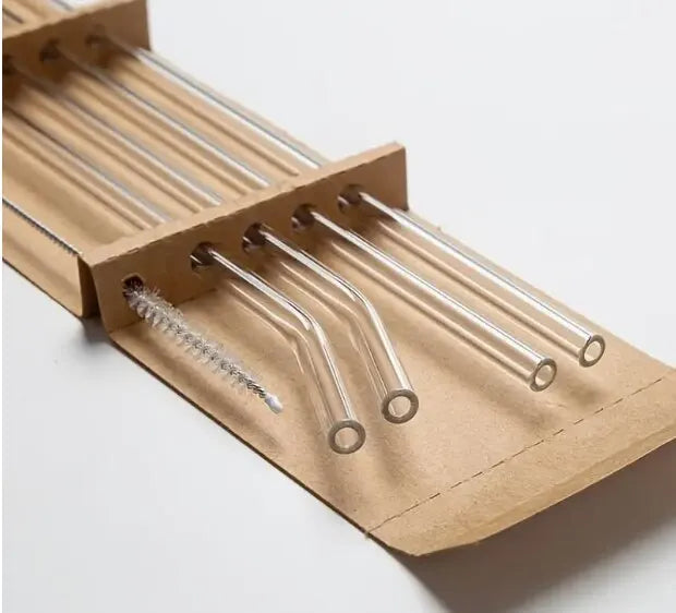 1set Heat Resistant Glass Straws with Brush - Set of 5 - Reusable and Washable,Perfect for Smoothies, Milkshakes, Tea, Juice