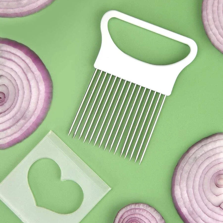 Effortlessly Slice Onions with this 1pc Colorful Onion Slicer Kitchen stainless steel potato chip onion holder