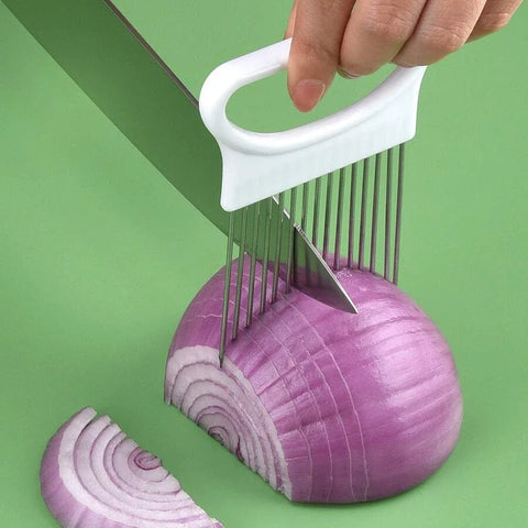 Effortlessly Slice Onions with this 1pc Colorful Onion Slicer Kitchen stainless steel potato chip onion holder